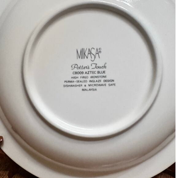 Mikasa Potters Touch Ironstone CB009 Aztec Blue 8.25" Soup Bowl-Excellent! - Picture 4 of 5